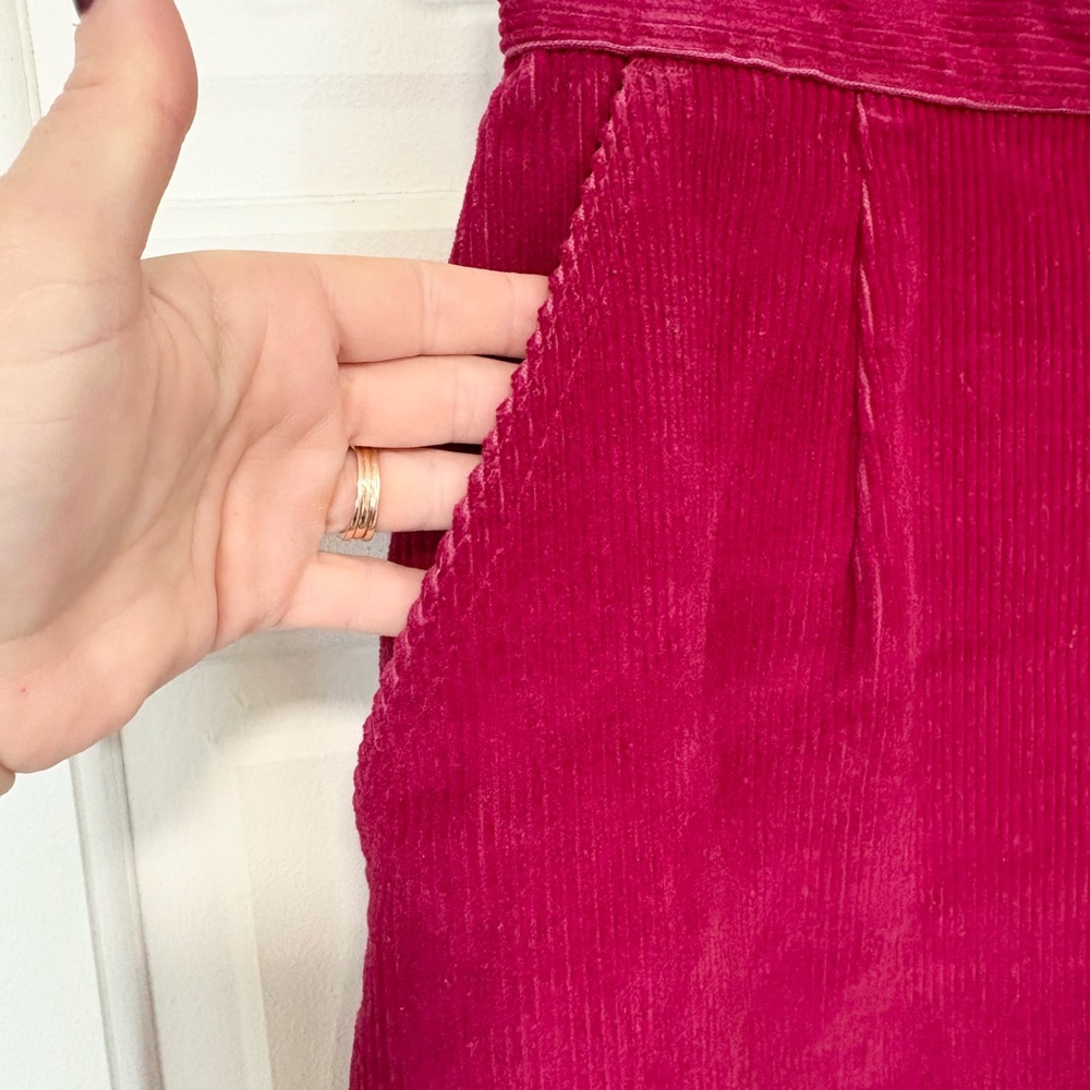 Vtg‎ LL Bean Corduroy Long Wrap Skirt Pink Magenta Pockets USA Cottagecore Sz 8 - Picture 4 of 11